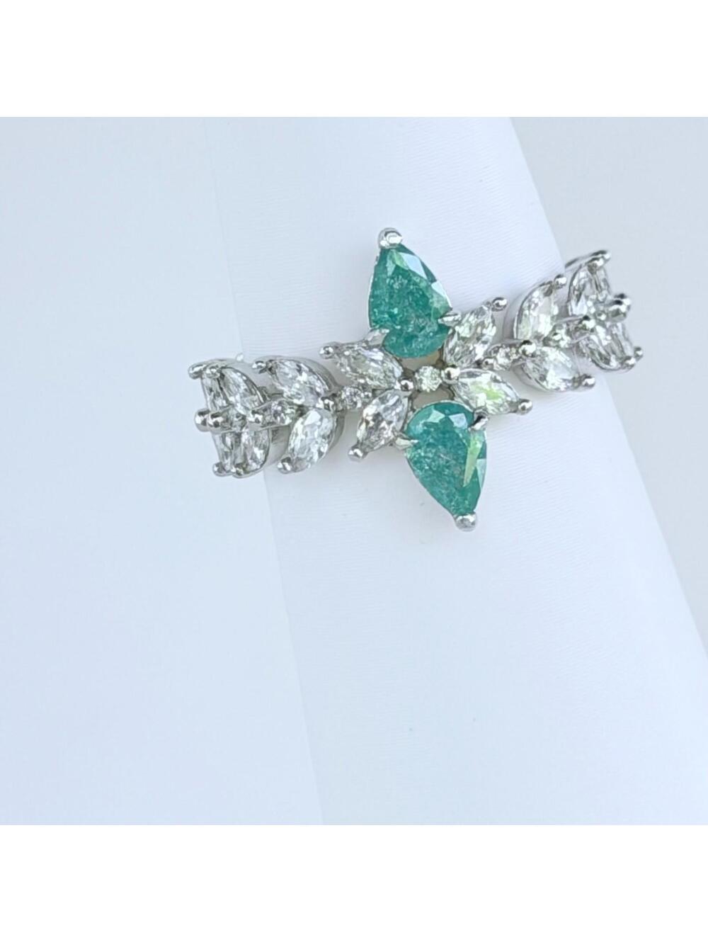 Bomb Party Ring Sz 8 "Twice As Nice" Teal Ice Crystal on .925 Sterling-No Bag